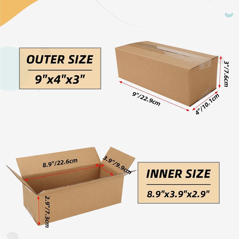 ZBEIVAN Shipping Boxes Mailers 9x4x3 inches Corrugated Cardboard Small Packing Kraft Moving Mailing Box, Pack of 40 - Image 2